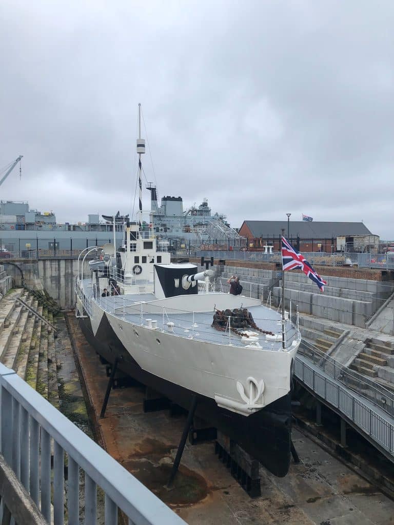 HMS M33 in dry dock