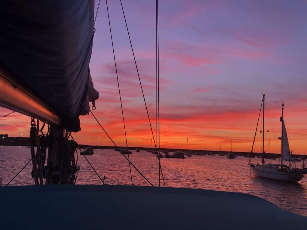 Sunset over Alderney harbour
