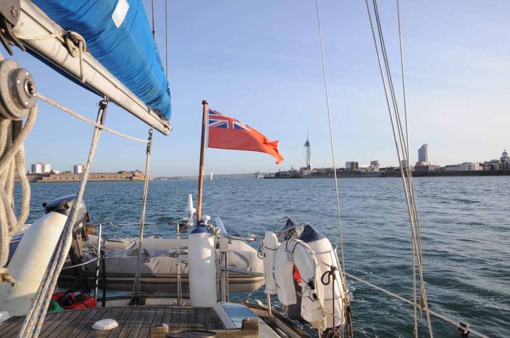 View leaving the entrance to Portsmouth Habour