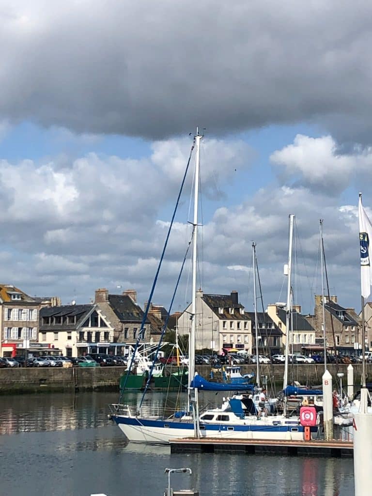 Larksong moored in the marina of Saint Vaast La Hougue